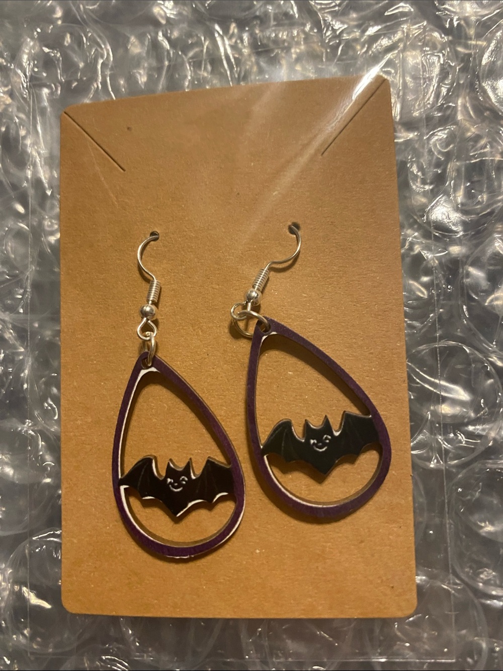 Unbranded Purple Bat Teardrop Earrings
